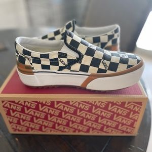 vans checkerboard stacked slip on